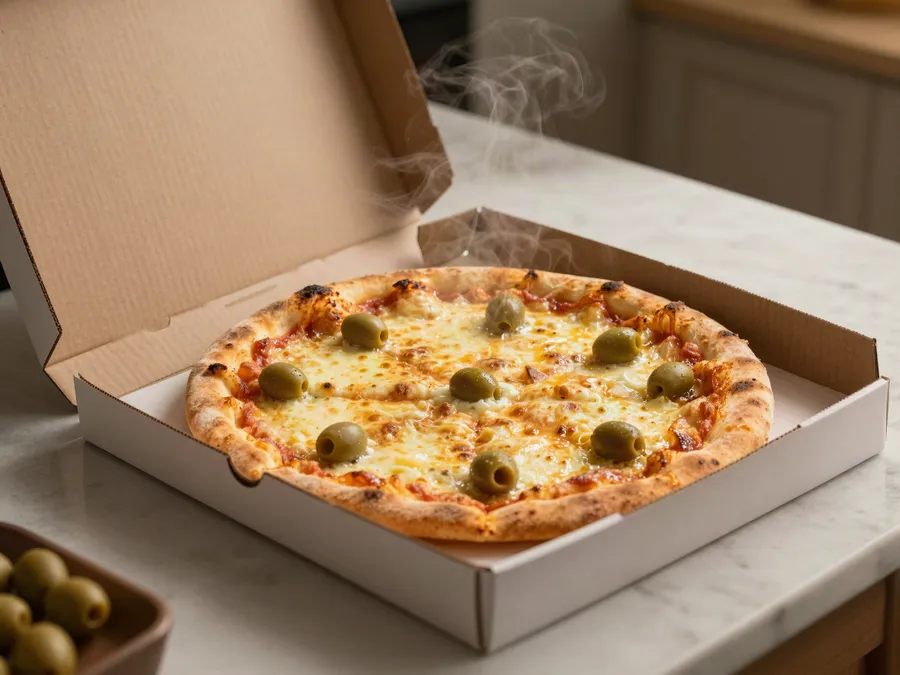 Pizza caliente en su caja, delivery de De Rabona en Pehuajó